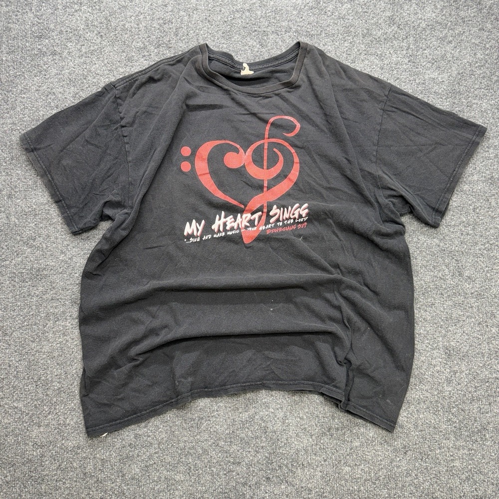 My Heart Sings Vintage Jesus T Shirt Size Large Men's Ephesians 5:19‎ Y2K